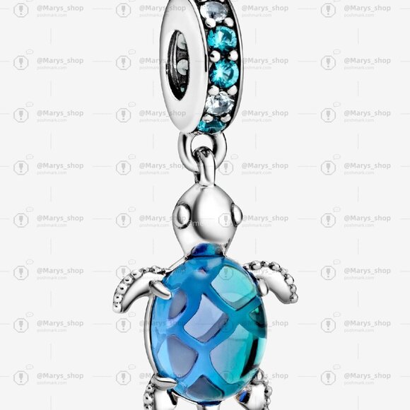 Pandora Murano Glass Sea Turtle Dangle Charm - Picture 1 of 7